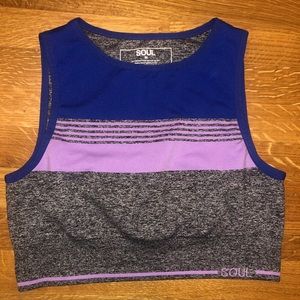 NEW SOUL BY SOULCYCLE MELANGE STRIPED SEAMLESS BRA SIZE M